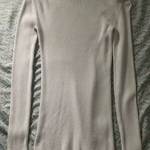 Express Ivory Ribbed Knit Top
